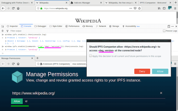 bulk permission dialog in Firefox